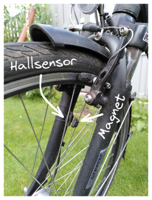 Hall-Sensor am Fahrrad.