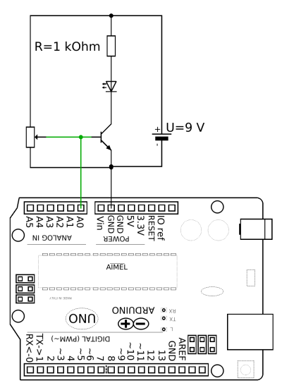 Schaltplan: Spannung an Transistor messen.